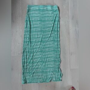 LOFT Aqua and White Striped Maxi Skirt - XS